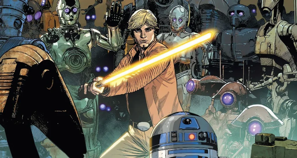 Luke a Dark Droids antagonistájaként szolgáló Scourge ellenében.